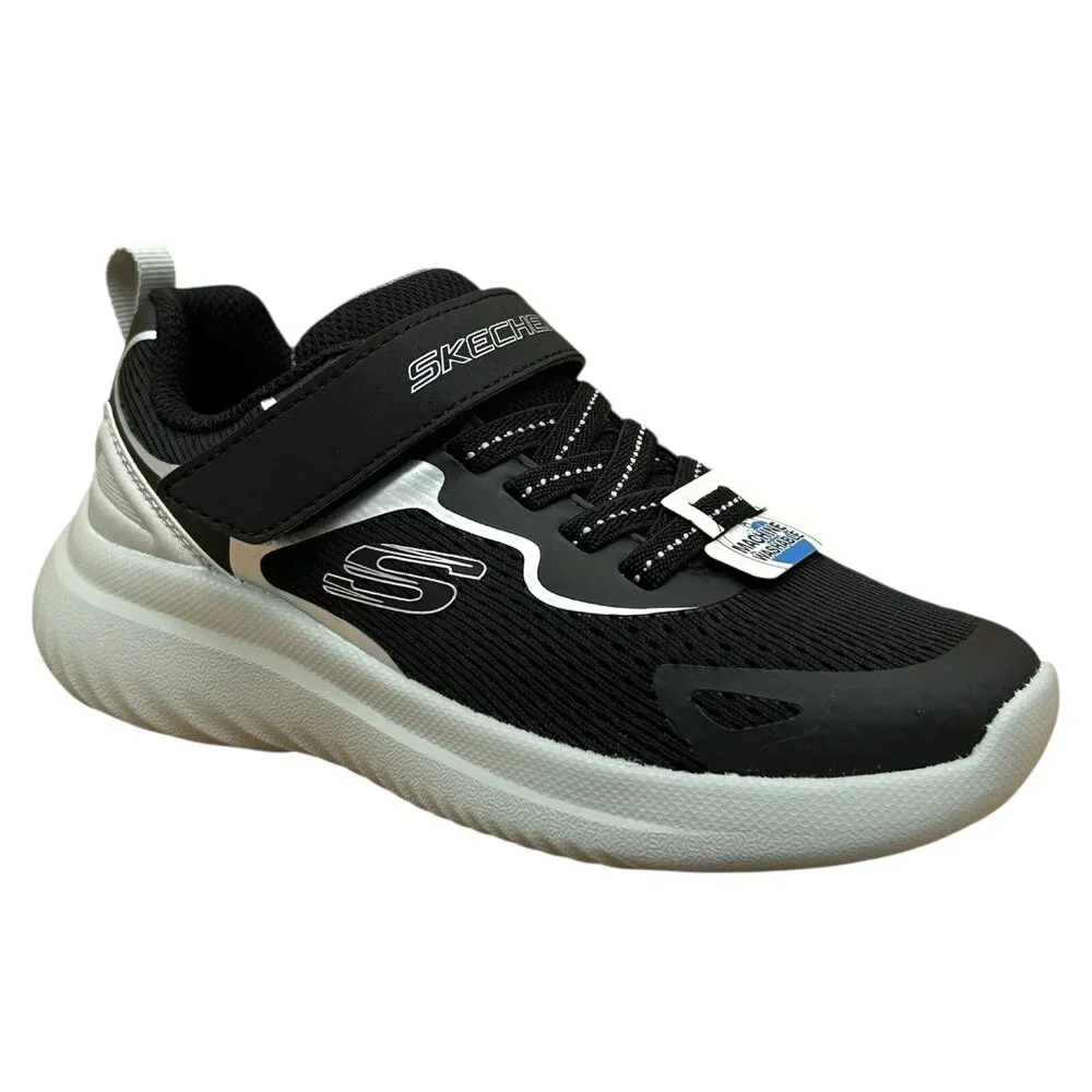 Skechers Little Boys Athletic Slip-on Sneaker Sz 12 Black Gray Lightweight Shoes